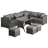 Outsunny poly-rotan zitset 10-delige zitgroep tuinset bankstel tuinmeubelen(m-1)