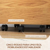 HOMCOM Arquivador para Escritório com 5 Rodas 2 Gavetas 2 Barras para Pastas A4 Fechadura e 2 Chaves 42x40x60 cm Madeira(m-7)
