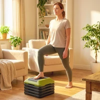 SPORTNOW Step Fitness Antiderrapante com Altura Ajustável de 10/15/20/25/30 cm Carga Máxima de 150 kg Verde(m-10)