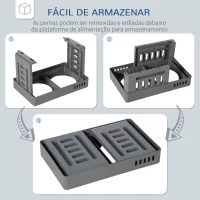PawHut Comedouro Elevado para Cães com 2 Tigelas Desmontáveis de 1200ml e Altura Ajustável de 3 Níveis Comedouro para Animais de Estimação com Tigelas de Aço Inoxidável 44x27,7x28cm Cinza(m-6)