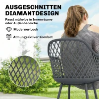 Outsunny Gartenstuhl 4er Set UV-beständige Gartenstühle aus Kunststoff mit Armlehne Rückenlehne 56 x 51 x 84 cm Dunkelgrau(m-5)