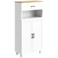 HOMCOM Sideboard, Nordic Storage Cabinet with Drawer, Doors and Open Countertop, Freestanding Kitchen Cupboard for Living Room, Dining Room, 130cm, White(m-1)