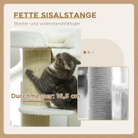 PawHut Krabpaal 91 cm speeltoren met kattenbed, platform lamul crèmewit(m-6)