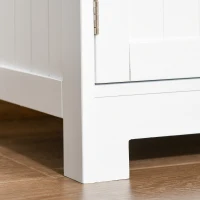 kleankin Mobiletto Bagno con due Armadietti, Ante in Vetro e Ripiano Regolabile, 60x30x108.5 cm, Bianco(m-9)