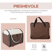 PawHut Trasportino per Cani e Gatti Pieghevole e Imbottito 61x46x51cm Caffè(m-5)