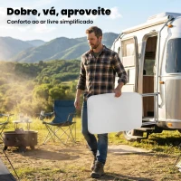 Outsunny Mesa Dobrável de Campismo 75x50x73,5 cm com Altura Ajustável em 5 Níveis com Bancada em HDPE e Estrutura Metálica Branco(m-5)
