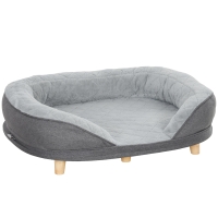PawHut Sofá para Mascotas con Parte Superior Desmontable Funda Lavable y Patas de Madera Carga 25 kg 90x78x25 cm Gris