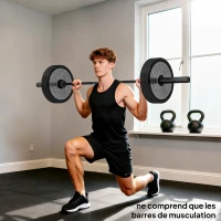 SPORTNOW Barre Olympique de 50 mm en Acier Finition Mate avec Prise Moletée et Manchons Longs, Charge 200 kg, Ø5 x 180 cm, Noir(m-8)