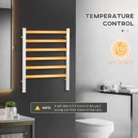 HOMCOM Electric Towel Warmer, 6 Bar Aluminum Heated Towel Rail, Wall Mounted & Free Standing Towel Drying Rack for Bathroom, Plug-in, Silver(m-5)