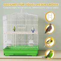 PawHut Vogelkooi in Vintage-design voor Kleine Vogels incl. Accessoires, 46,5 x 36 x 59 cm, Wit/Groen(m-7)