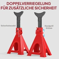 HOMCOM Steunbeen 6 Ton Draagvermogen 2 St. Steunbenen inclusief 2 veiligheidspennen Hoogteverstelbaar Rood(m-5)