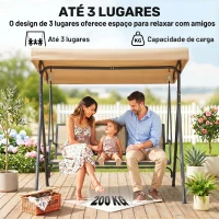Outsunny Baloiço de Jardim Exterior de 3 Lugares com Toldo Reclinável Assento Respirável e Estrutura de Aço 175x118x159 cm Bege(m-6)