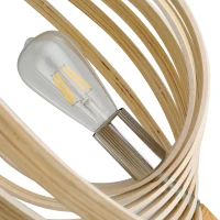 HOMCOM Lampada da Terra per Soggiorno Design, Paralume con Anelli Regolabili in Legno, Lampadine E27, Ф38 x 160 cm(m-8)
