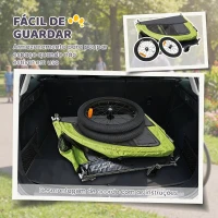 PawHut Reboque de Bicicleta para Cães 2 em 1 Carrinho para Cães de Porte Médio Dobrável com Suspensão Pneus Grandes Janelas Verde(m-6)