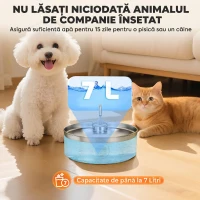 PawHut Fântână pentru Pisici 7L cu Lumină LED și Filtrare Triplă, din Oțel Inoxidabil 304, 30.5x31.2x19.3 cm, Argintiu(m-7)