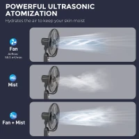 HOMCOM Pedestal Fan with Water Mist Spray, Spray Misting Fan with 70° Oscillation, Tilt Head, 3 Speeds, 3 Modes, Adjustable Mist, 3.2L Water Tank, for Home, 120 cm(m-4)