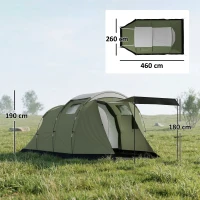 Outsunny Campingzelt für 3-4 Personen stabil 3000mm wasserdicht Familienzelt mit Schlafkabine Vorraum Wohnbereich Grün(m-3)