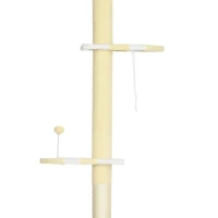 PawHut Verstelbare Krabpaal, Anti-slip, Sisaltouw Palen, 220-260H x 47L x 34B cm, Geel/Wit/Blauw(m-13)
