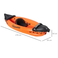 Outsunny Caiaque Insuflável para 1 Pessoa Caiaque Insuflável de PVC com Remo Bomba de Mão e Kit de Reparação 270x93x50cm Laranja(m-3)
