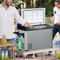 Outsunny Koelbox met stekker 50L LCD Display 2 Modi Compressor voor Auto Reizen en Boot Camper, Grijs en Zwart(m-2)