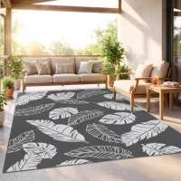 Outsunny Plastic Straw Reversible RV Outdoor Rug with Carry Bag, 182 x 274cm, Grey and White(m-9)