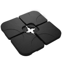 Outsunny Conjunto de Pesos para Base de Chapéu de Sol de 4 Peças Preenchível com 15 Litros de Água ou 19,5 kg de Areia Preto(m-11)