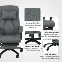 Vinsetto Massagewerkstoel, USB-aansluiting, draaibare wielen, Donkergrijs(m-8)