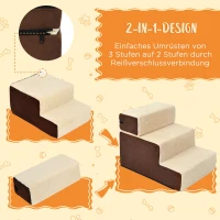 PawHut Hondentrap 3 treden kattentrap huisdierentrap huisdier pluche beige(m-6)