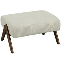 HOMCOM Reposapiés de Salón Taburete Bajo con Asiento Acolchado Patas de Madera para Sala de Estar Dormitorio 69x47x36 cm Beige(m-1)