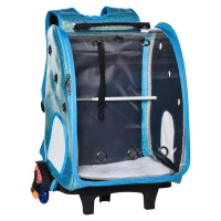 Pawhut Haustiertrolley 2 in 1 Design Haustierrucksack Sicherheitsleine Oxfordstoff Blau(m-10)