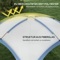Outsunny Event Shelter 3,5 x 3,5m Paviljoen met Haak Deur Waterafstotend Winterbestendige Tuinpaviljoen Blauw(m-4)