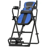 SPORTNOW Tabla de Inversión Plegable con Dominadas y Flexiones Altura Ajustable 155-198 cm Ángulos 20° 40° 60° Cinturón Azul(m-11)
