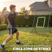 HOMCOM Filet de rebond de football 123L x 90l x 174H cm cible et sardines de fixation fournies noir vert(m-5)