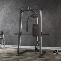 SPORTNOW 3-in-1 Smith Machine with Dual Cable Pulley System, Chest Press Station, 17-Level Squat Rack and Barbell Bar(m-9)