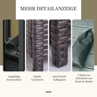 Outsunny® poly-rotan bijzettafel tuintafel voor parasol terrastafel paraplubak incl. zandzak bruin 55,5 l x 55,5 b x 46 h cm(m-6)