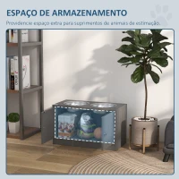 PawHut Comedouro Elevado Cinzento para Cães Grandes com 2 Tigelas de 2L, 2 Portas e Arrumação, 60x30x35,5 cm(m-5)