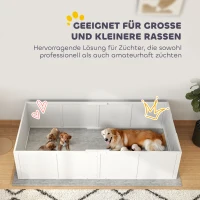PawHut werpkist voor pups, puppyren met verstelbare deur, antislip hondenren voor kleine en grote honden, 196x96x48 cm, wit(m-7)