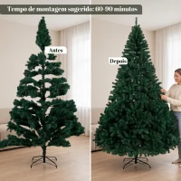 HOMCOM Árvore de Natal em Abeto 270 cm com Ramos Articulados, 2418 Pontas em PVC Ignífugo, Montagem Rápida, Base em Aço, Verde(m-7)