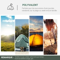 Outsunny Tente de camping 2-3 personnes tente dôme étanche légère ventilée 2 portes fenêtres fibre verre polyester PE gris(m-7)