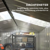 Outsunny Metalen Gereedschapsschuur met Schuifdeuren en Ventilatieramen, 277 x 195 x 192 cm, Donkergrijs(m-4)