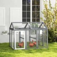 PawHut Enclos poulailler 1,18 m², parc grillagé avec porte verrouillables, cadre en bois massif, 140 x 88,5 x 106 cm, gris(m-10)