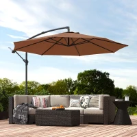 Outsunny 3 m Overhanging Cantilever Parasol, with Cross Base - Coffee(m-2)