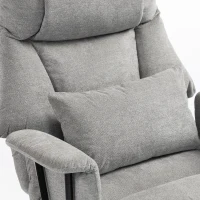 HOMCOM Office Chair, 180kg Heavy Duty Linen Computer Desk Chair with Lumbar Support, Wide Seat, Spring Cushion, Grey(m-12)