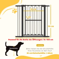 PawHut Deurhek Hond, 76-104 cm Afsluithek zonder boren, Traphek(m-3)