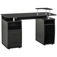 HOMCOM Computertisch Schreibtisch Bürotisch PC Tisch Arbeitstisch Home Office reichlich Stauraum 2 Schubladen Druckregal Schwarz 120 x 55 x 85 cm(m-1)