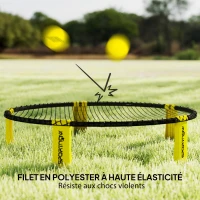 SPORTNOW Ensemble jeu de mini-volleyball en plein air avec filet, 3 balles et pompe, portable avec sac de transport jaune(m-5)