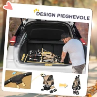 PawHut Passeggino per Cani Taglia Piccola e Mini Pieghevole con Cestino e Portabicchiere, 77x45x99.5 cm, Caffè(m-5)