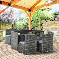 Outsunny 5 stuks Polyrattan tuinmeubelen rotan dining set tuinset grijs(m-2)