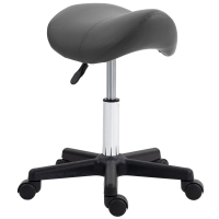 HOMCOM Rollende Kruk, zadelvormige zitting, hoogte verstelbaar, 360° draaibaar, kunstleer, grijs, 48 x 47 x 45-59 cm