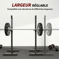 HOMCOM Support de musculation entrainement pour barre longue haltère charge max. 150 Kg(m-6)